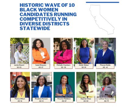 Excited to see the historic wave of black women candidates stepping up to lead! From Monica Wilson in AD-14 to Rhodesia Ransom in AD-13, these leaders are shining examples of the change we need. Don't miss voting for game-changing candidates aiming to flip competitive districts!