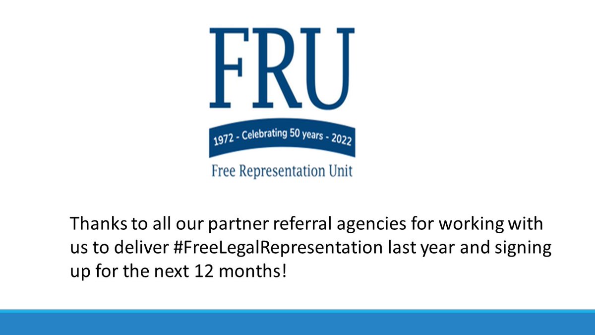 Thanks to FRU referral agencies @EastEnd_CAB, @NucleusAdvice, @CanterburyCAB, @CabHounslow, @BrixtonAdvice, @MK_CAB, @moneyaande, @PWtrust85, @DerbyshireLC for signing up for the next 12 months.