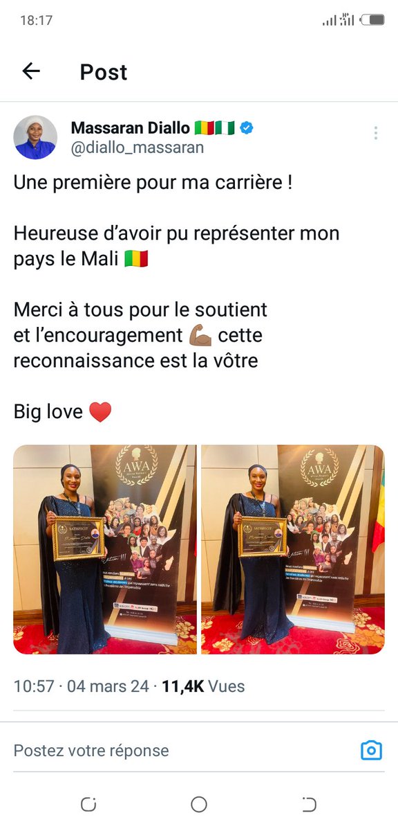 SogobaSeho's tweet image. Toutes mes félicitations à toi ma meilleure. Bonne chance pour la suite 😊✔️🥰