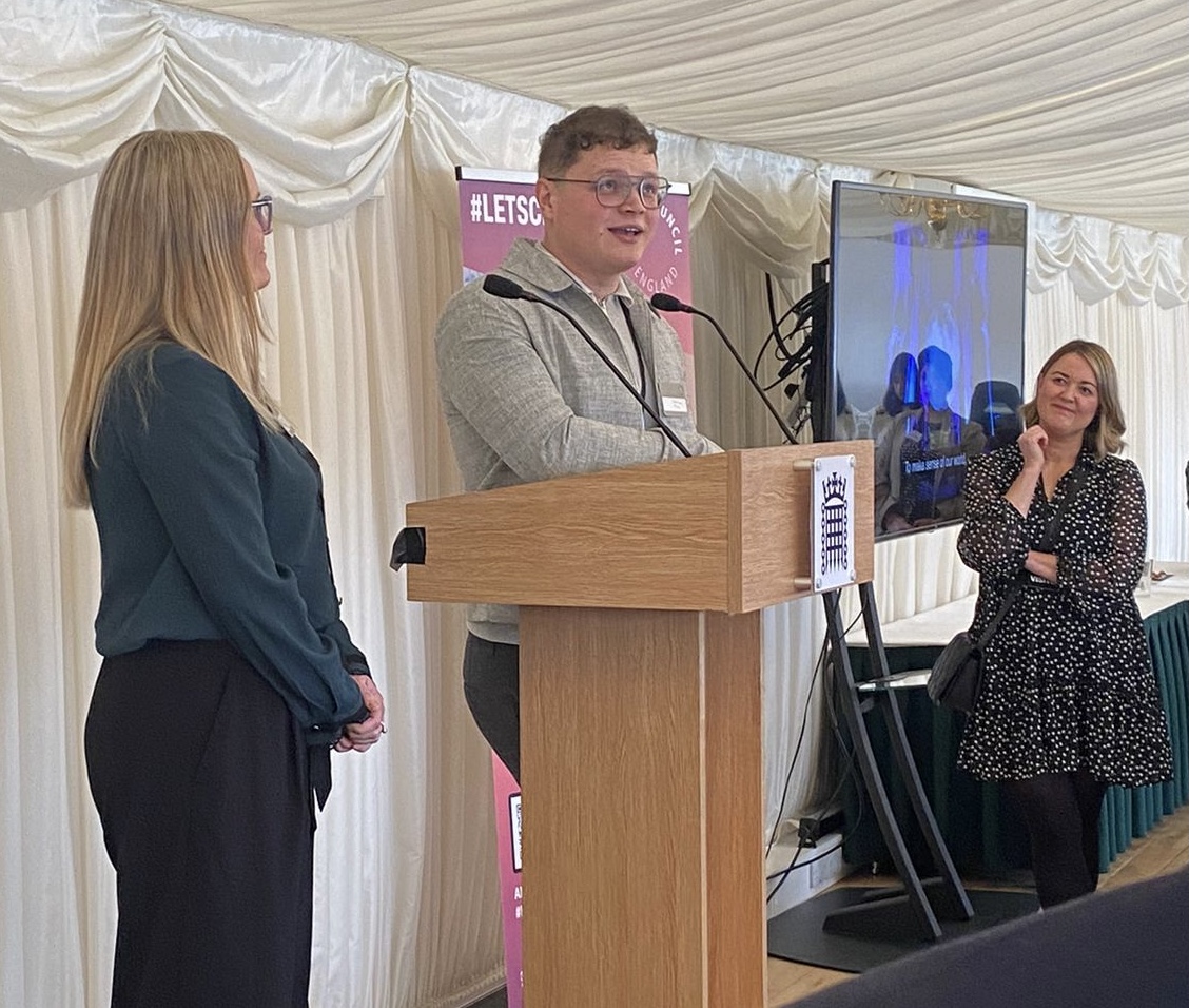@Jaiden_Corfield and @JenniferRiding spoke at the @ace_national reception in Parliament today. Wonderful to showcase creativity in #Salford and the great work done by Julia Fawcett and the team at @The_Lowry