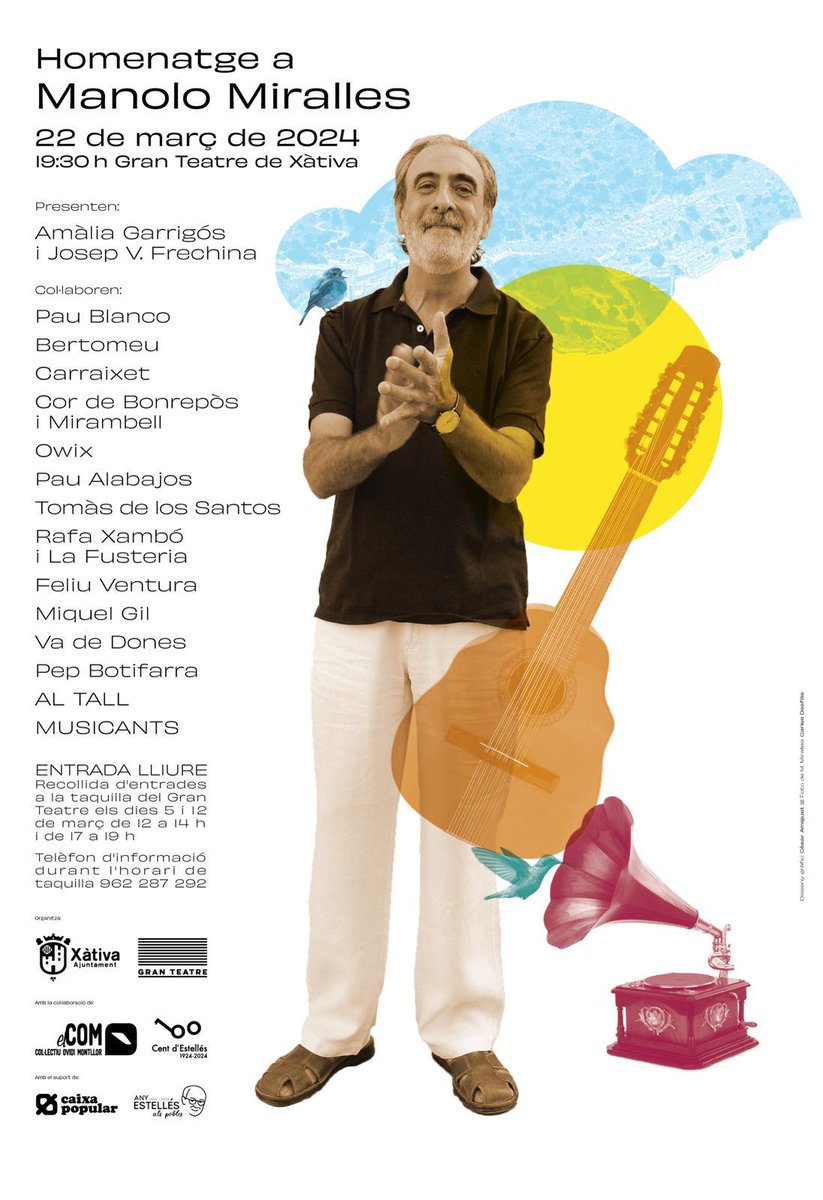 No puc evitar emocionar-me cada vegada que mire aquest cartell. 
Sempre al cor i a la memòria, Manolo Miralles, un homenot del País Valencià.
Us esperem a totes i tots.