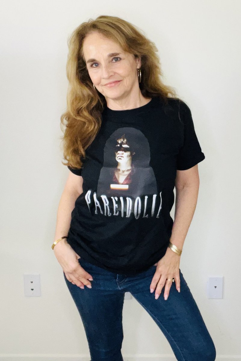 My leading lady and dear friend @DianeFranklin80 wearing her new Pareidolia T-shirt…. The next screening of Pareidolia is this Saturday at Misty Moon’s The Bill Reunion 10 @CinemaMuseum and then at Hastings Rocks International Film Festival next month @GrahamcoleAct #pareidolia