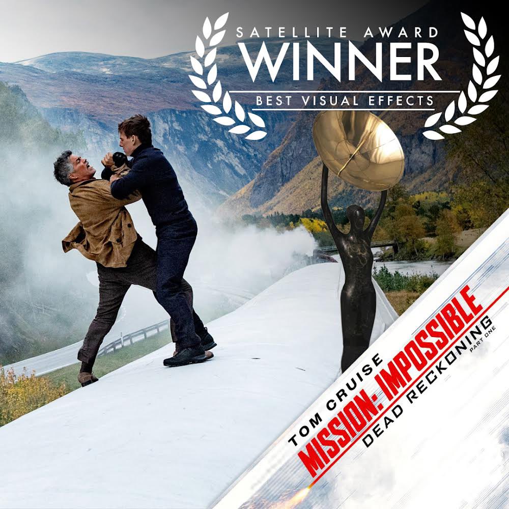 Congratulations to ILM’s Simone Coco and Jeff Sutherland, alongside Alex Wuttke and Neil Corbould on your well-deserved #SatelliteAward for Best Visual Effects on #MissionImpossible – Dead Reckoning Part One! We are grateful to the International Press Academy for this honor!