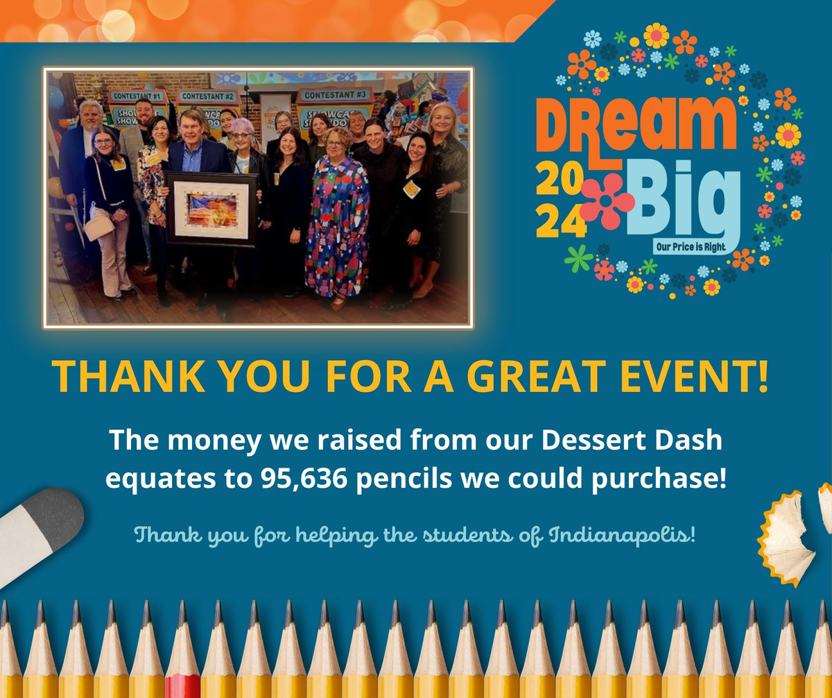 Our 2024 Dream Big Gala was a SUCCESS! For every dollar donated that night, we can turn it into $15 worth of school supplies on our shelves! Our Dessert Dash was the most successful it has ever been! See you all in 2025 for the next Dream Big - Our Price is Right!
