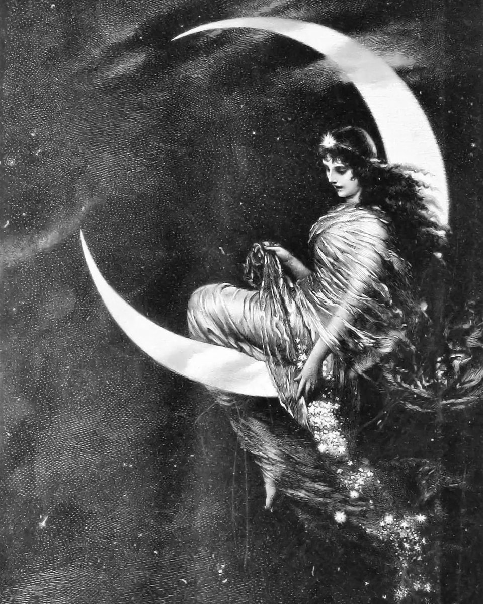 The Fairy of the Moon, circa 1891. Painted by Hermann Kaulbach.

#darkgloomyart #dark #gloomy #painting #art #artwork #paranormal #demons #ghosts #moonlight #moonlit #night #stars #artist #oldpainting #classicpaintings #classicart #landscape #portrait #nocturnal