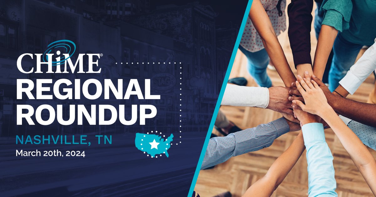 Calling all CHIME, AEHIS, AEHIT, & AEHADA members! 🚀 The CHIME Regional Roundup is hitting Nashville, TN on Mar. 20, 3-6:30 PM. Join us for networking, learning, and a good ol' time. RSVP Now 👉🏼 chimedhl.org/3SSbuar 

#DigitalHealthLeaders #CHIMERegionalRoundUp