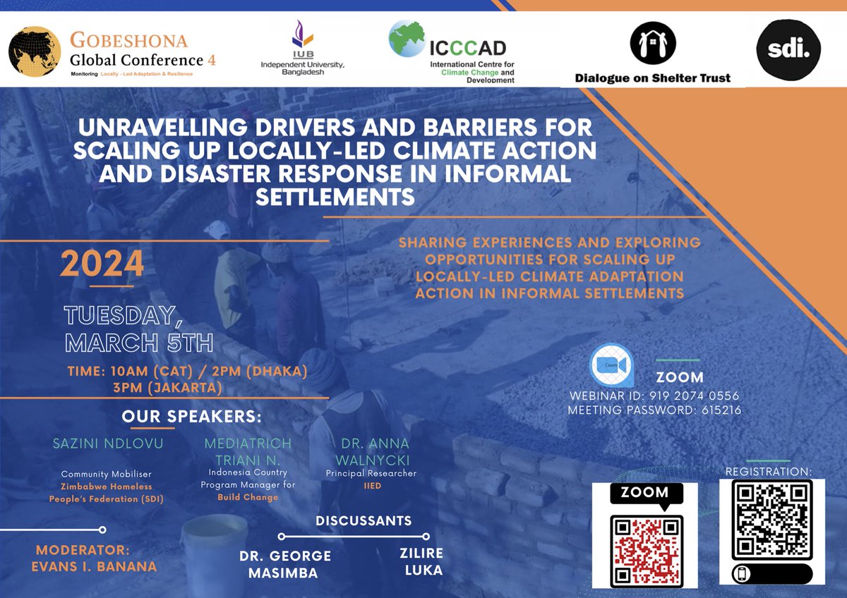 George Masimba, PhD (@gnyamamasimba) on Twitter photo Looking forward to an engaging session themed 'scaling up locally-led climate action' being hosted by <a href="/sdi_net/">Slum Dwellers International</a> tomorrow under the auspices of the Gobeshona Global Conference #4. Looking forward to an engaging session themed 'scaling up locally-led climate action' being hosted by <a href="/sdi_net/">Slum Dwellers International</a> tomorrow under the auspices of the Gobeshona Global Conference #4.