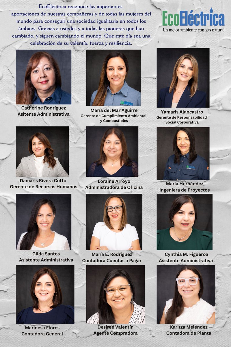 EcoEléctrica reconoce las importantes aportaciones de nuestras compañeras y de todas las mujeres del mundo para conseguir una sociedad igualitaria en todos los ámbitos. Que este día sea una celebración de su valentía, fuerza y resiliencia.
#somosenergiapositiva