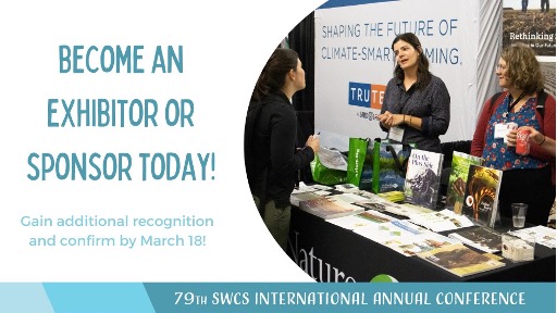 Become an exhibitor or sponsor for the 79th SWCS International Annual Conference by March 18 to be recognized in the preliminary program! 

Visit swcs.org/24AC to view the Exhibitor and Sponsor Guide for more information. #SWCS24