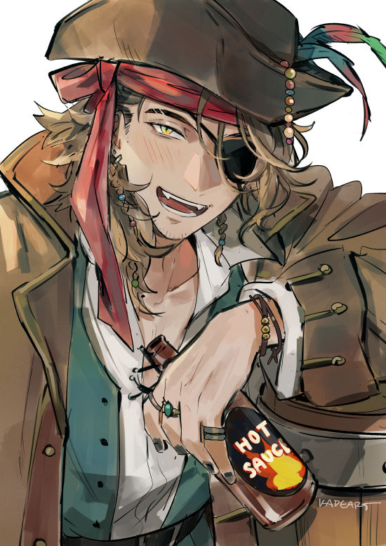 1boy male focus jewelry ring solo eyepatch pirate  illustration images