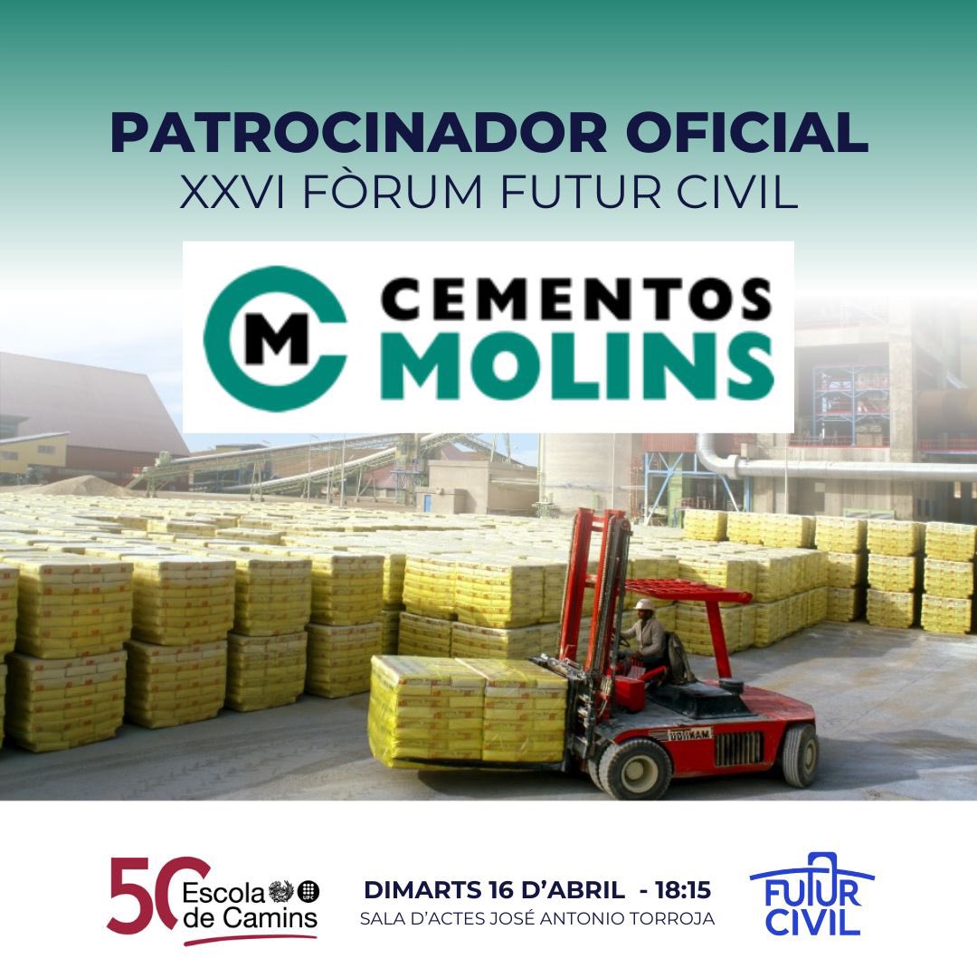 🔊 Donem la benvinguda com a Patrocinador Oficial al XXVI Fòrum Futur Civil a Ciments Molins!!

📅 Com bé sabeu us esperem els dies 15, 16 i 17 d'abril a l'@escolacaminsupc al Campus Nord!