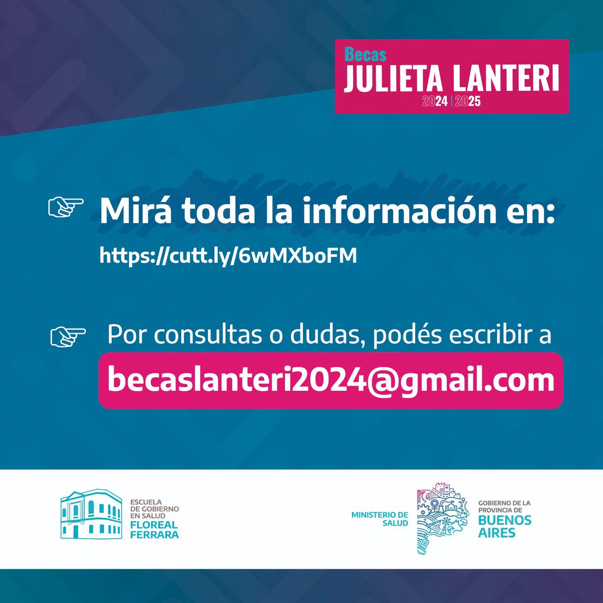 🧐 ¡Ya podés inscribirte a las becas de investigación en salud! 

👉🏽 240 becas, cupos priorizados para residencias y una amplia selección de líneas de investigación para desarrollar la idea-proyecto.

Leé toda la info en: cutt.ly/6wMXboFM  🔗