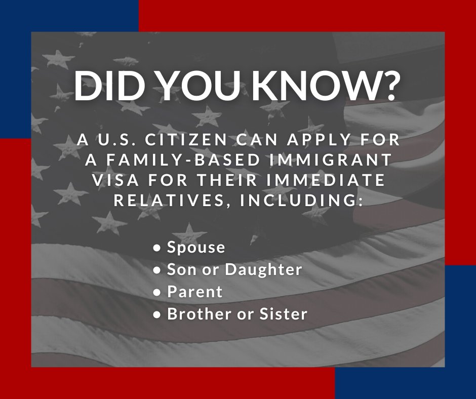 Family-based immigration offers a pathway for your loved ones to reunite with you in the United States. Reach out to us today for further information on this opportunity. #FamilyImmigration #Immigration

bit.ly/38u4TLu
