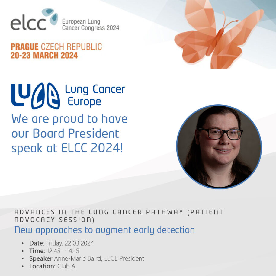 We are proud to announce that Anne-Marie Baird will speak at the European Lung Cancer Congress 2024! They will share insights on advancing the lung cancer pathway and highlight innovative approaches for early detection. Don't miss it! 💪💙

#LCSM #LungCancerAdvocacy #ELCC2024