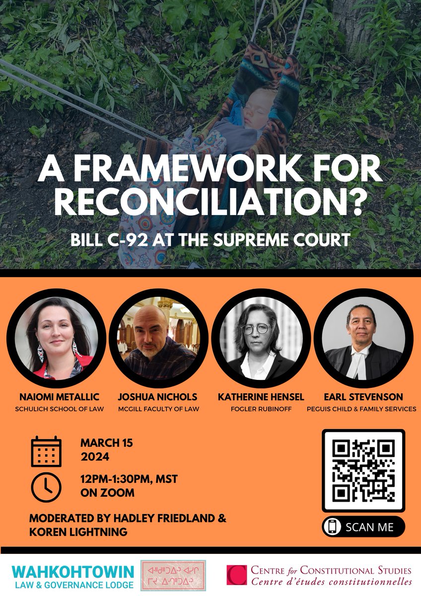 There's still plenty of time to register for our panel event on the SCC's C-92 decision, co-organized by @wahkohtowin at @UAlbertaLaw. To learn more about the event and to register, go here: ualberta-ca.zoom.us/webinar/regist…