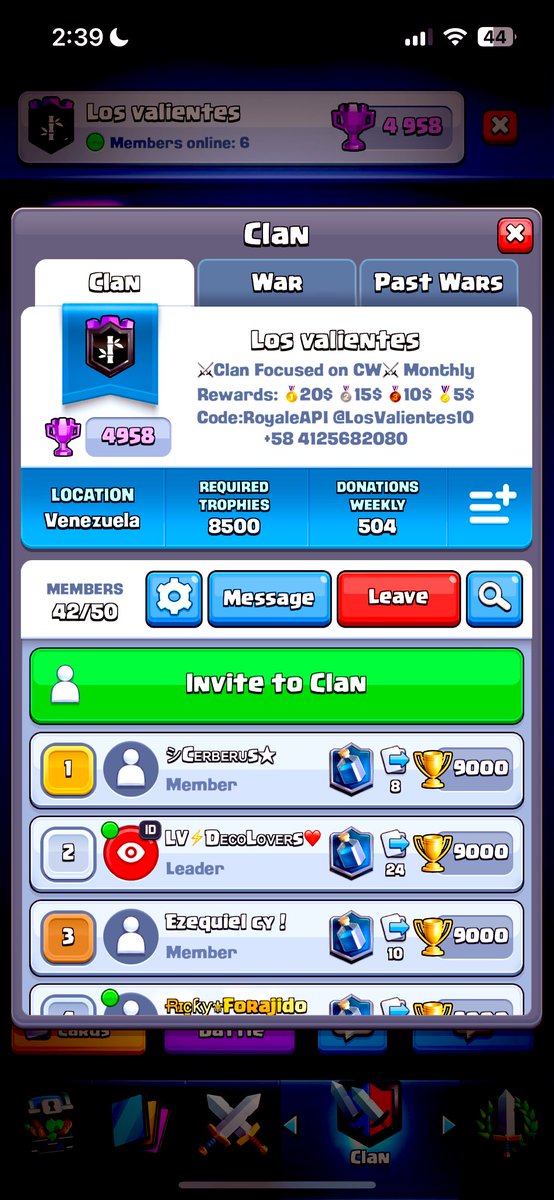 LosValientes10's tweet photo. 📢 ¡TE BUSCAMOS! 📢

⚔️ | Tras finalizar esta temporada, contamos con varias plazas en nuestro clan. 

💵 | Ofrecemos 50$ mensuales en Guerra De Clanes a los mejores jugadores del mes. 

📩 | Envíanos tu tag de jugador al MD. 

#AlwaysLV 🟣⚫️ https://t.co/NVgSwkBzad