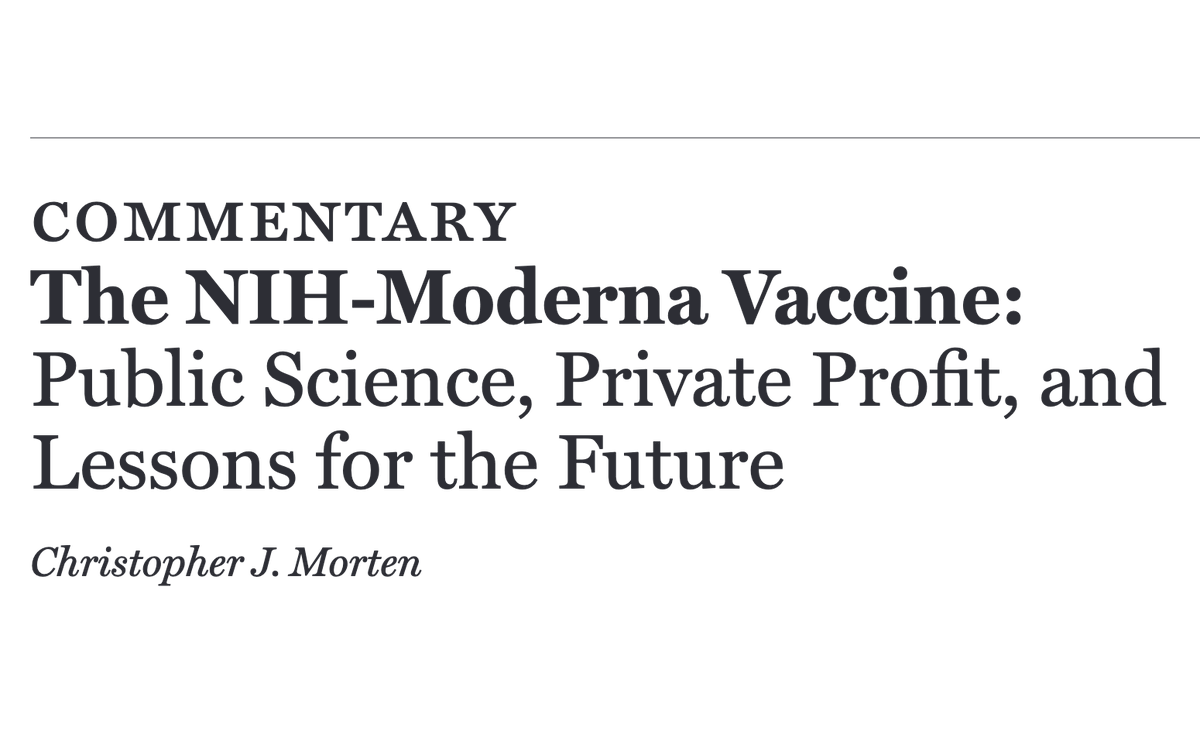New from me: 'The NIH-Moderna Vaccine: Public Science, Private Profit, and Lessons for the Future' A commentary on @AmeetSarpatwari's analysis of Moderna's capture of value created by NIH & other public funders. Builds on our 2023 Senate HELP testimony! 🔗:cambridge.org/core/journals/…
