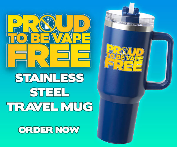 Enjoy your beverages in style with this 40 oz. stainless steel travel mug while also promoting vaping prevention and awareness. Order now at: nimcoinc.com/product/proud-… #VapingPrevention