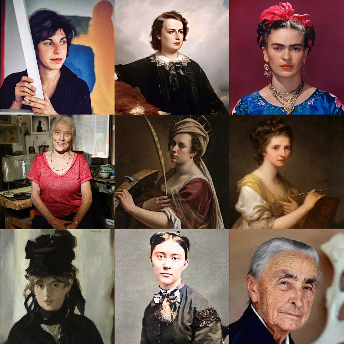Masterpak2019's tweet photo. March is Women’s History Month. We honor all creative women making contributions in the art world. #womenshistorymonth #womenshistorymonth2024 #fridakahlo #juneleaf #georgiaokeeffe #berthemorisot #helenfrankenthaler #rosabanheur #angelicakauffman https://t.co/UqHPxJjXEN