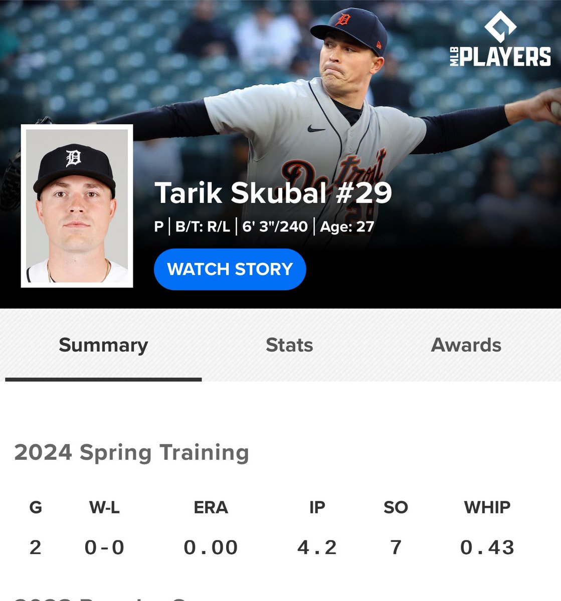 Just your casual spring training start for 2024 cy young winner Tarik Skubal