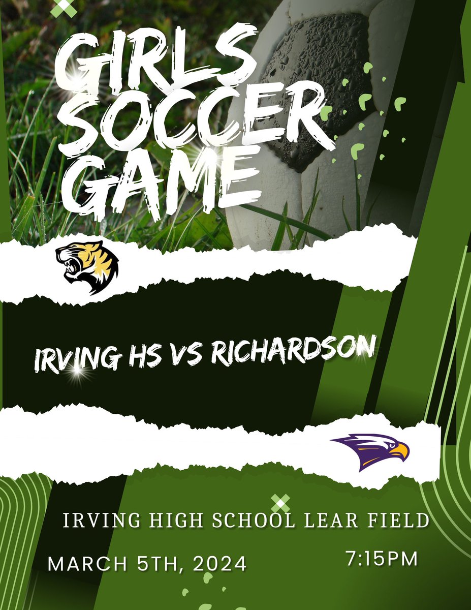 marketingihs's tweet photo. Join us tomorrow for the soccer game against Richardson High. The Big Irv’s School store will be attending and accepting apple/google pay as well as cash and credit in exchange for some Tiger Swag. Come and support Irving High’s girls soccer!
#deca #tiger #irving #irvinghigh #SBE https://t.co/zcs8tk6Phq