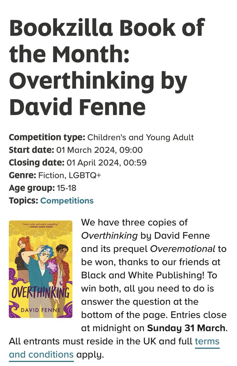 David_Fenne's tweet photo. Aaaaah OVERTHINKING is @scottishbktrust’s Book of the Month 🥰💜💛

They’re also running a competition to win a copy of both books so enter here: https://t.co/6YTSXLyErB

Not long now! It publishes March 28th! 😱 https://t.co/z11zzvnphd