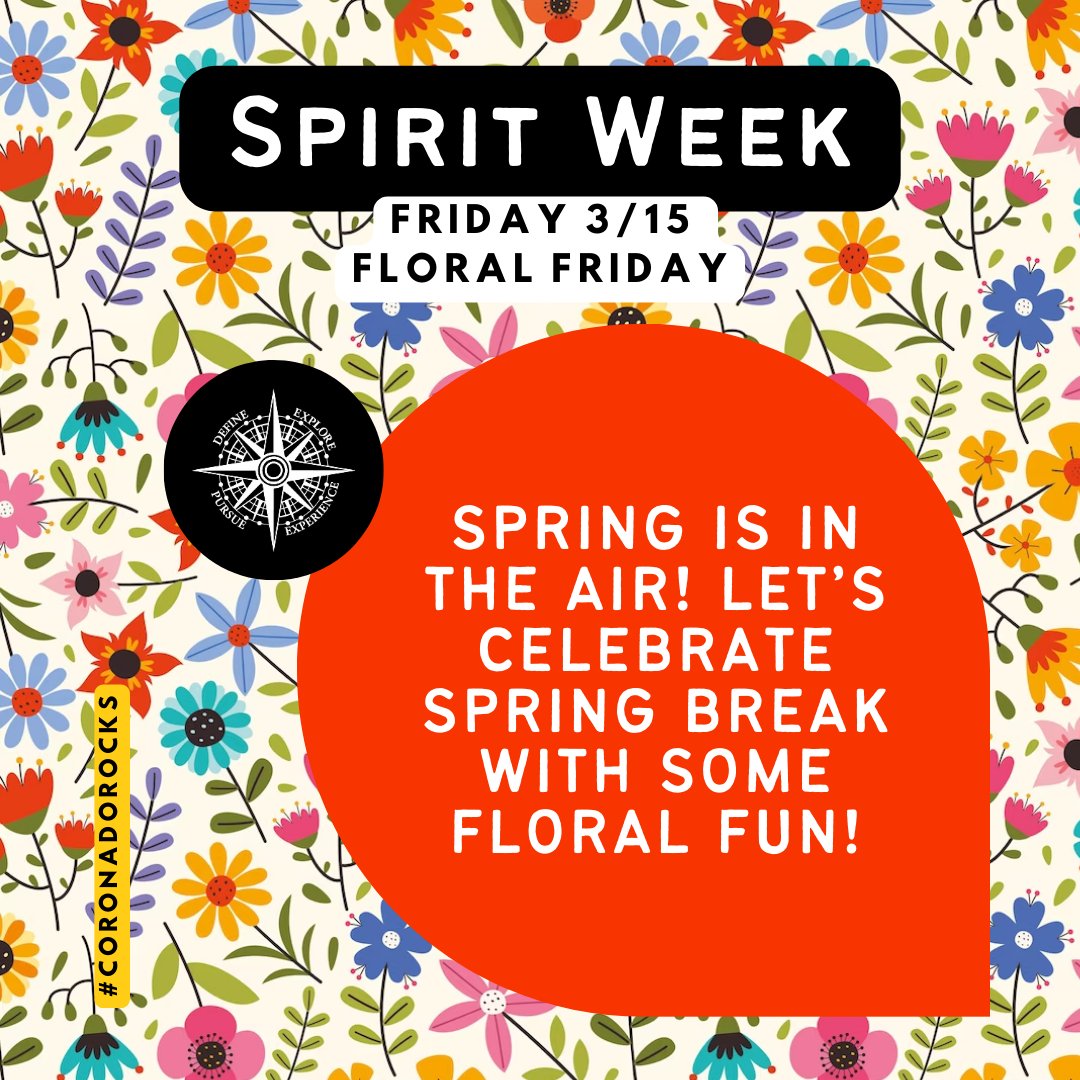 TOMORROW IS THE LAST DAY OF SPIRIT WEEK!

🌸🌻🌹 3/15 – Floral Friday