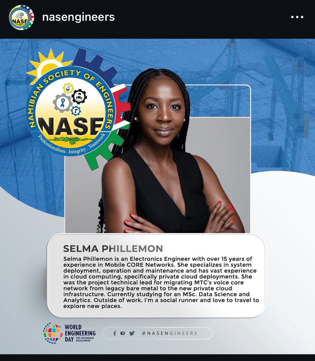 thee_serim's tweet photo. My feature for World Engineering Day. @NASEngineers 
#EngineeringSolutionsForaSustainableWorld 
#2024 https://t.co/OOhxaUHBPX