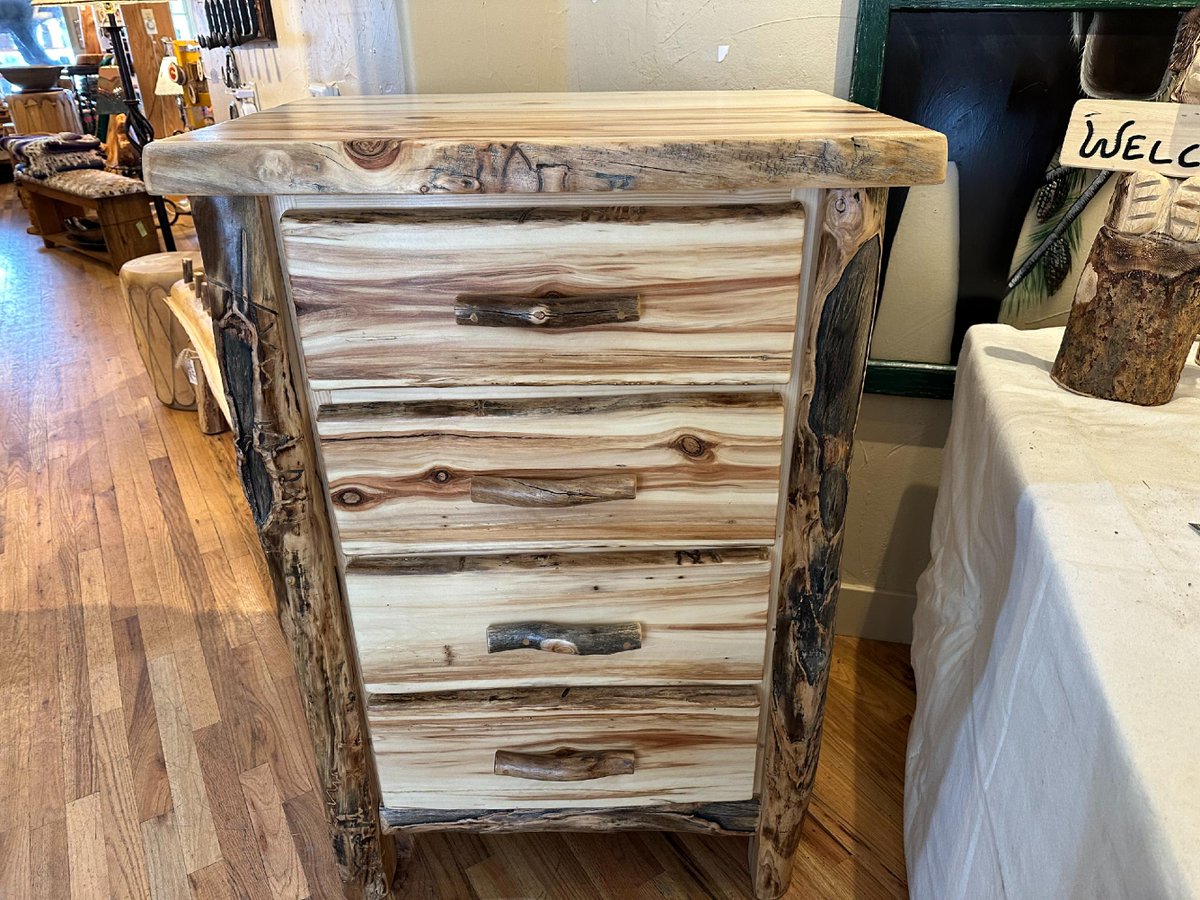 Aspen Four Drawer Dresser.  Custom sizes available.  #brecklife #breckdaily #aspenfurniture #logfurniture #logMirrors