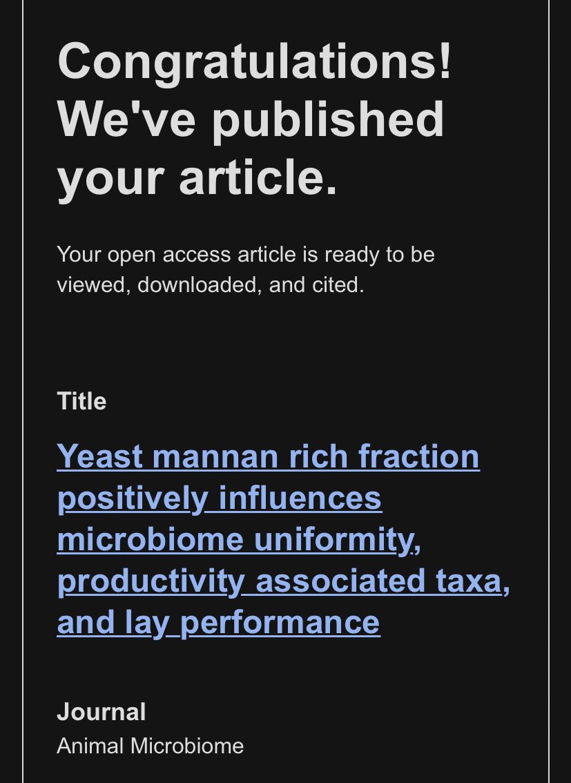 Delighted this is out. In collaboration with @AlltechIreland, @FionaWalsh14 and I explored the effect of MRF (prebiotic) on mature laying hens. They laid more eggs without impacting quality and had more uniform microbiota. Link below. 

Grand start to the week

@MaynoothBiology