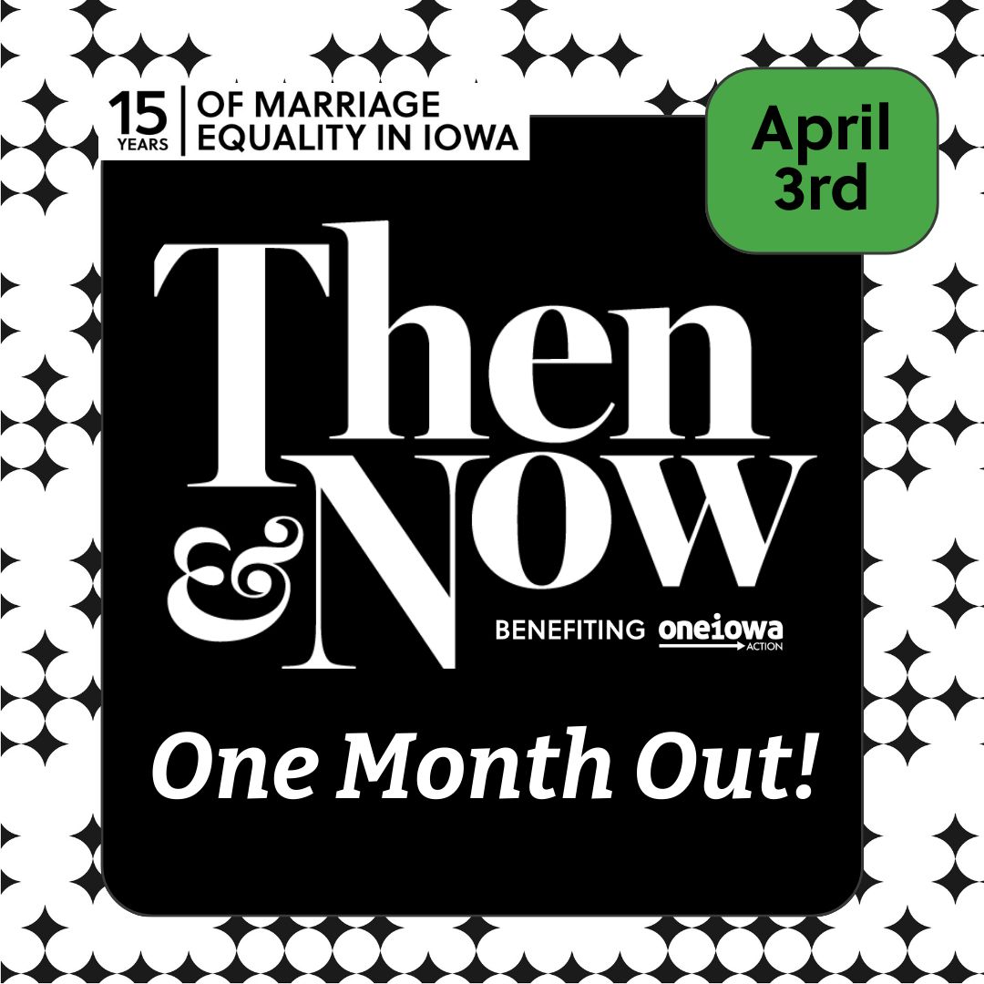 In just a month, we'll mark 15 years of marriage equality in Iowa at the 'Then & Now' event on April 3rd at Willow on Grand! Secure your tickets now at buff.ly/3UFzsHest, and stand with us in solidarity as we continue to pave the way for equality in Iowa.