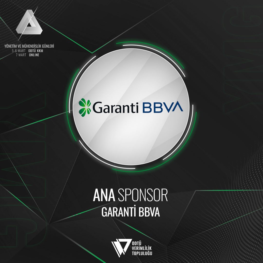 24. Yönetim ve Mühendislik Günleri Ana Sponsorumuz Garanti BBVA'ya katkılarından dolayı teşekkür ederiz! #YMG24 #imkansızınpeşinde