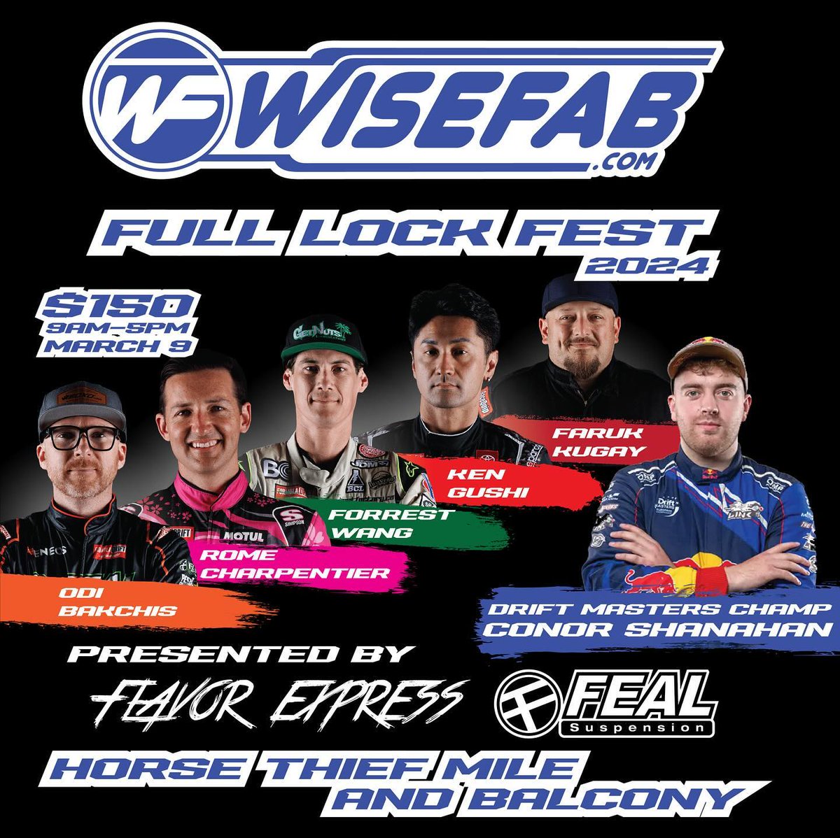 Saturday March 9th at Willow Springs Motorsports Complex as we take over Horse Thief and Balcony! 8-5pm Don’t miss this opportunity to drive with some formula drift pros and international pro driver @conorshanahan79 all the way from Ireland!
