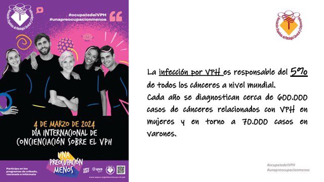 El 5% de todos los #cánceres que se diagnostican a nivel mundial tienen relación con el #VPH (cérvix, vulva, vagina, ano, pene y orofaringe).
Existen #vacunas seguras y eficaces para evitar la infección.
#ocupatedelvph, por ti, y por todos 
#unapreocupacionmenos 
#HPVAwarenessDay