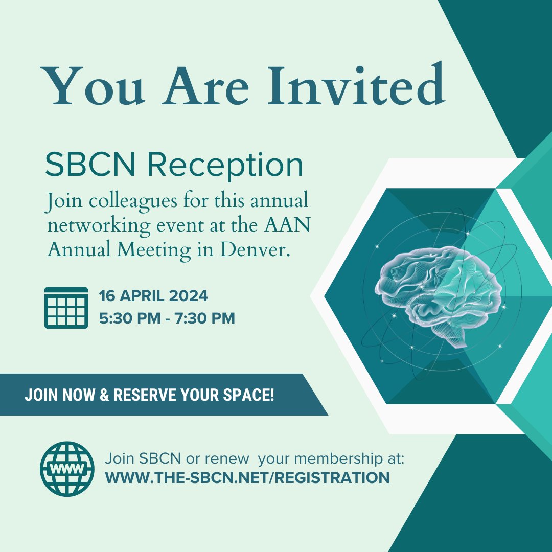 Are you attending the @AANMember conference in Denver? Renew your SBCN membership at the-sbcn.net/registration to attend our Annual Reception on Tuesday, April 16, at 5:30 PM. Join us to connect with old friends and meet new colleagues at this networking event. #AANAM