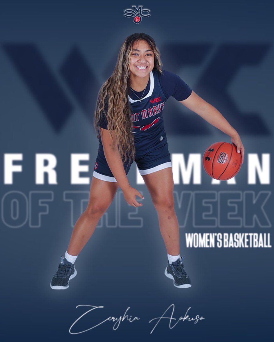 Lucky number 7️⃣‼️ Congratulations to Zeryhia Aokuso, who for the SEVENTH time this season, has been named @WCCsports Freshman of the Week! 🔗 tinyurl.com/3bteack9 #GaelsRise