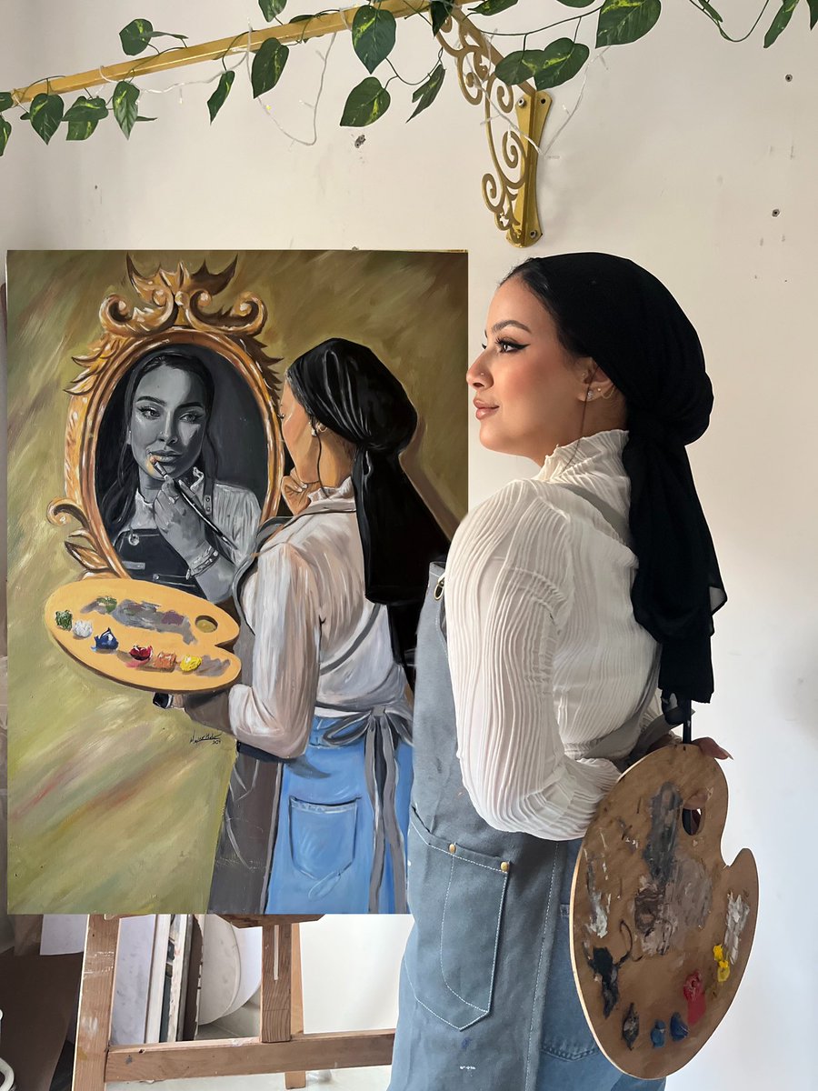 yourfavpainter's tweet photo. Oil painting on canvas 
100cm X 70cm 
Self portrait - art is my therapy 🎨

Mayar khoder 2024 https://t.co/JU0yYz9QZt