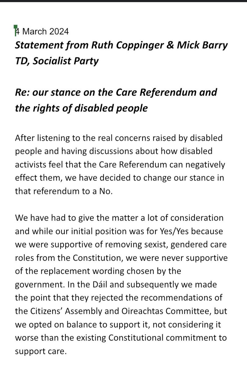 RuthCoppingerSP's tweet photo. Why I’m now voting #YesNo on Friday in the #referendums. 

Statement here from myself and @MickBarryTD explaining 👇

https://t.co/omOUg85ulk https://t.co/QxfxZjfcOR