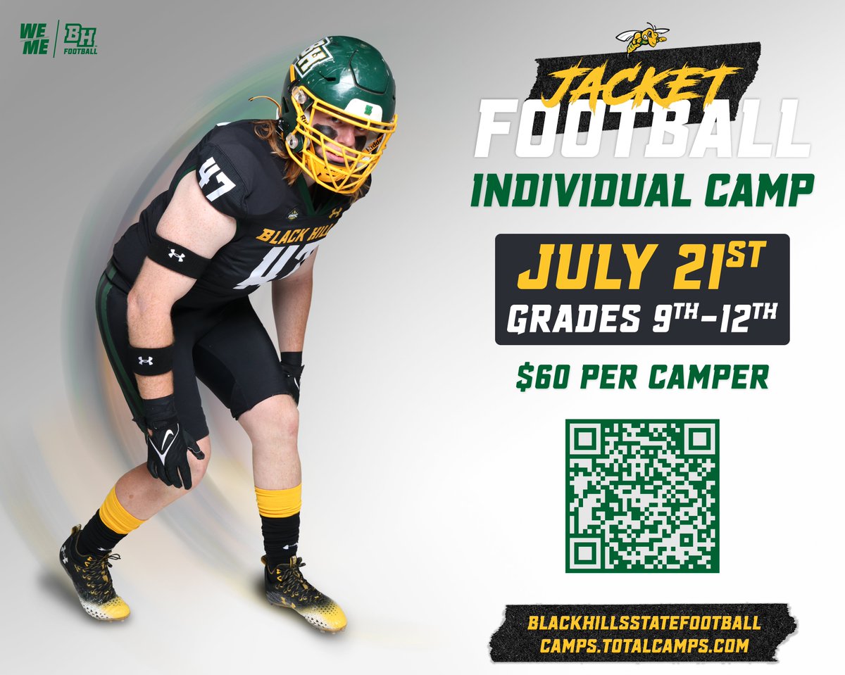 Individual Camp is set for July 21st! Multiple offers went out last year at this camp. Don't miss your opportunity to make a name for yourself - or to develop your skills & talents! Sign up now! #PlayInTheHills #WEoverME …illsstatefootballcamps.totalcamps.com
