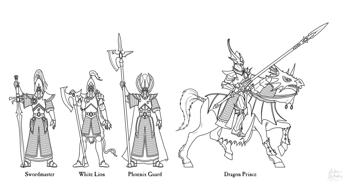 Colour scheme templates for High Elves, in a similar style to the Uniforms & Heraldry book.