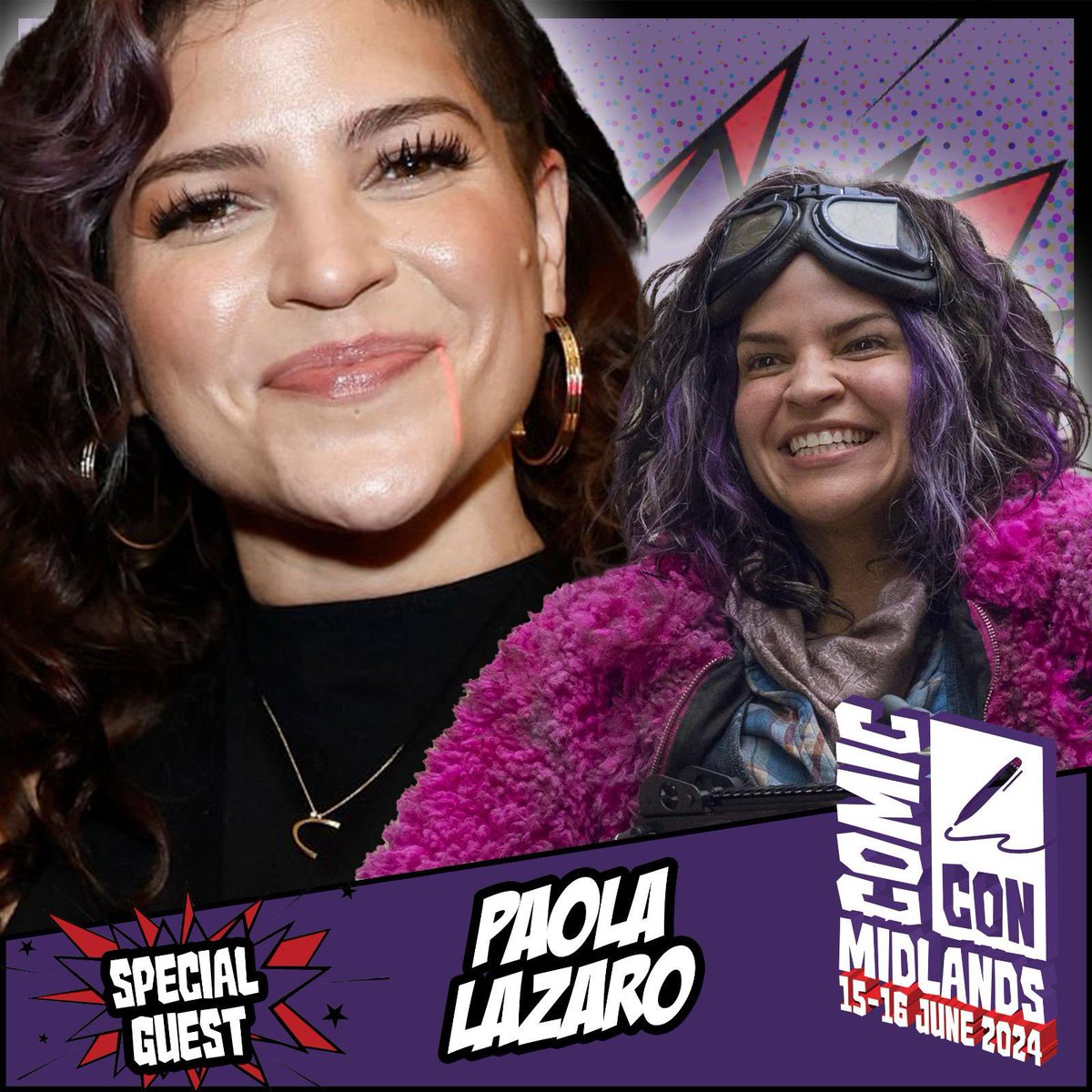 Comic Con Midlands welcomes Paola Lázaro, known for projects such as The Walking Dead, Obliterated, Lethal Weapon, and many more. Appearing 15-16 June! Tickets: comicconventionmidlands.co.uk