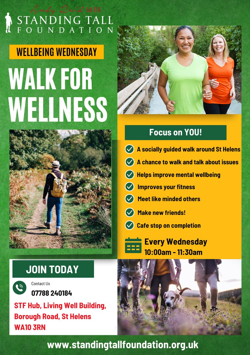 Now the mornings are getting lighter and the days are hopefully getting warmer, what are you doing to help your wellbeing? Come and join us on Wednesday mornings to walk and talk your way to wellness! #walkforwellness