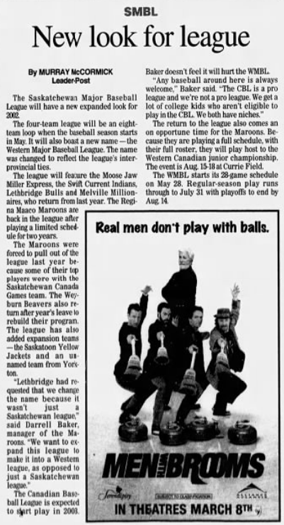 SKDugoutStories's tweet photo. #OTD in 2002: The Saskatchewan Major Baseball League becomes the Western Major Baseball League. The summer collegiate circuit would rebrand itself one more time about 15 years later to become the
@wcbleague. #WCBL #WMBL #SMBL ⚾️ https://t.co/fecBlbRYAb