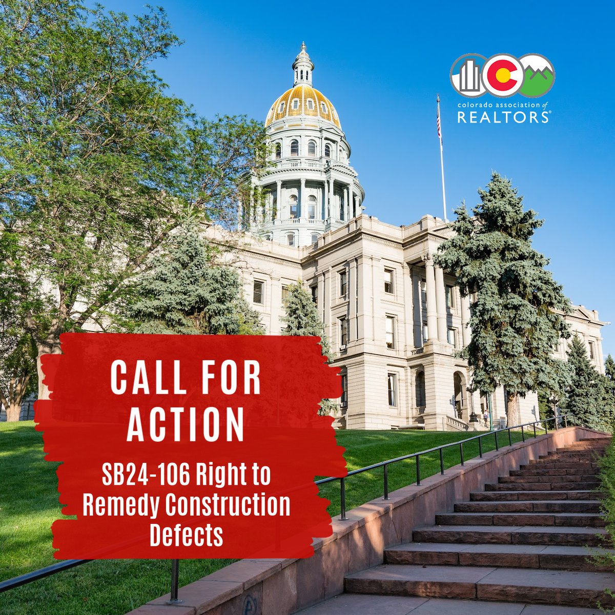 Colorado REALTORS® - Take Action and urge your Senator to support Right to Remedy Construction Defects and pass SB24-106.

bit.ly/3uTY98k