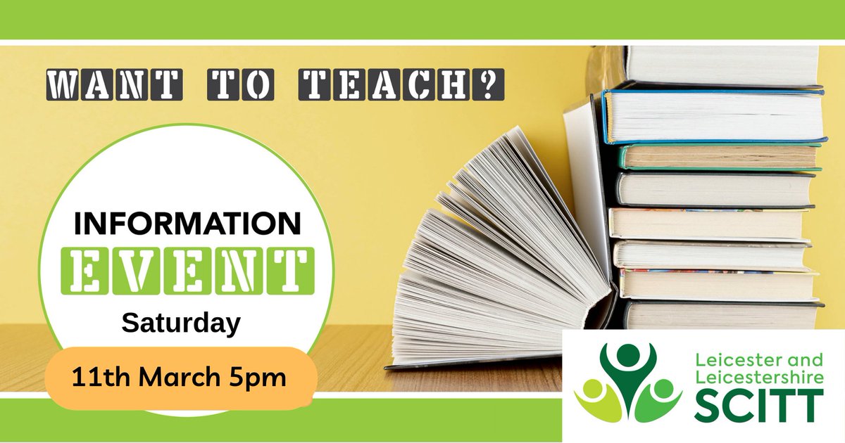 How to Become a Teacher
Online Event
March 11th, 5pm
Book here - bookwhen.com/leicesterscitt