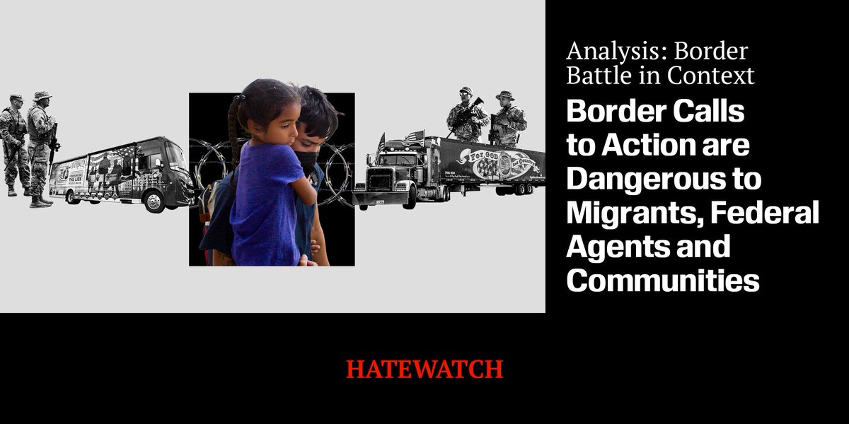 splcenter's tweet image. A recent call to action by an antigovernment group for border vigilantes in #EaglePass, #Texas, is the kind of rhetoric that could facilitate a violent attack.

🔗:splcenter.org/hatewatch/2024…

#IntelligenceProject #Hatewatch