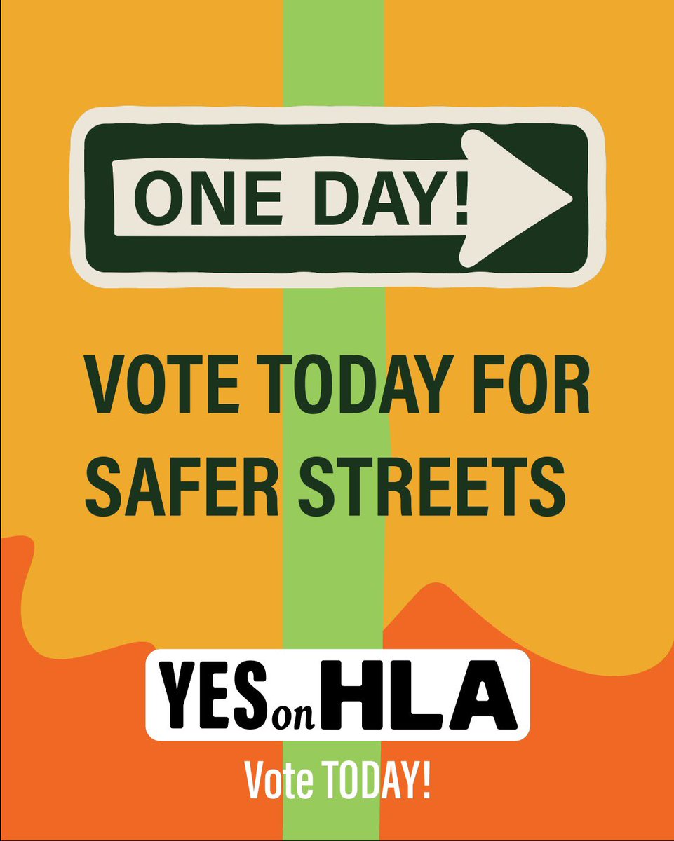 healthystreetla's tweet photo. There’s only 💚 ONE DAY 💚 left to cast your ballot for safe streets. This is a once in a lifetime opportunity. We need your vote. https://t.co/EORQV8rBoo