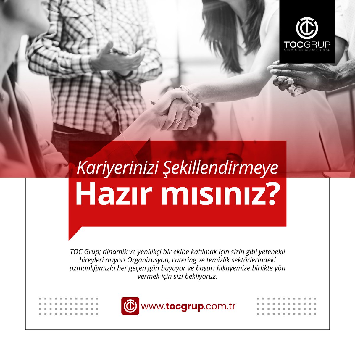 tocgrup's tweet photo. 🌟 Kariyerinizi TOC Grup ile şekillendirin! Temizlik sektöründe kariyer yapmak isteyenler için harika fırsatlar sunuyoruz. 💼🧹 Ekibimize katılarak dinamik bir çalışma ortamında yer alabilir, deneyim kazanabilir ve kariyerinizi ilerletebilirsiniz. 🚀🌱 #temizlik #catering https://t.co/Auq0uxZ1OK
