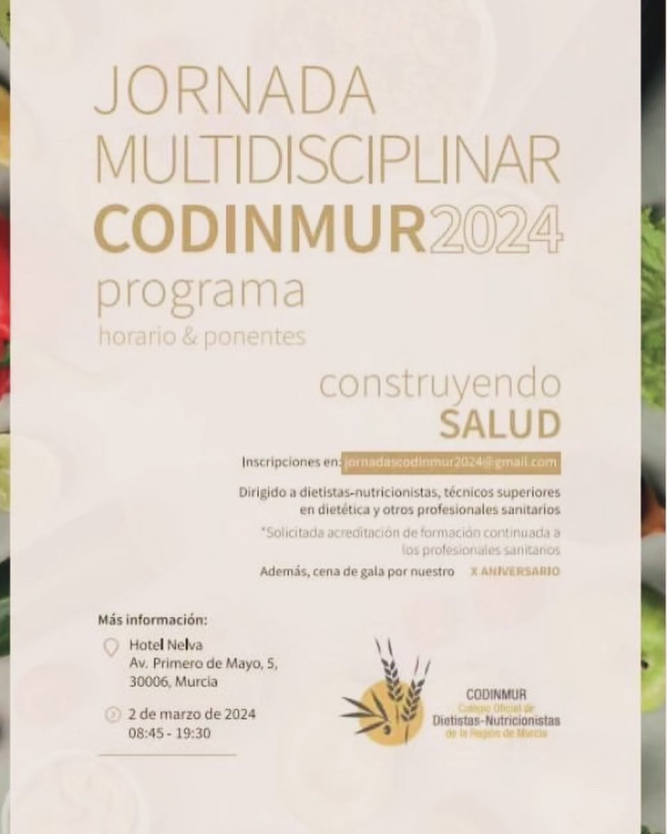 👩‍⚕️Acompañando al decano de @codinmur a la inauguración de la “Jornada Multidisciplinar, construyendo salud”, en la que se abordaron diferentes problemas de salud y su relación con la alimentación, en la que contaron con ponentes de gran calidad. Enhorabuena Luis!