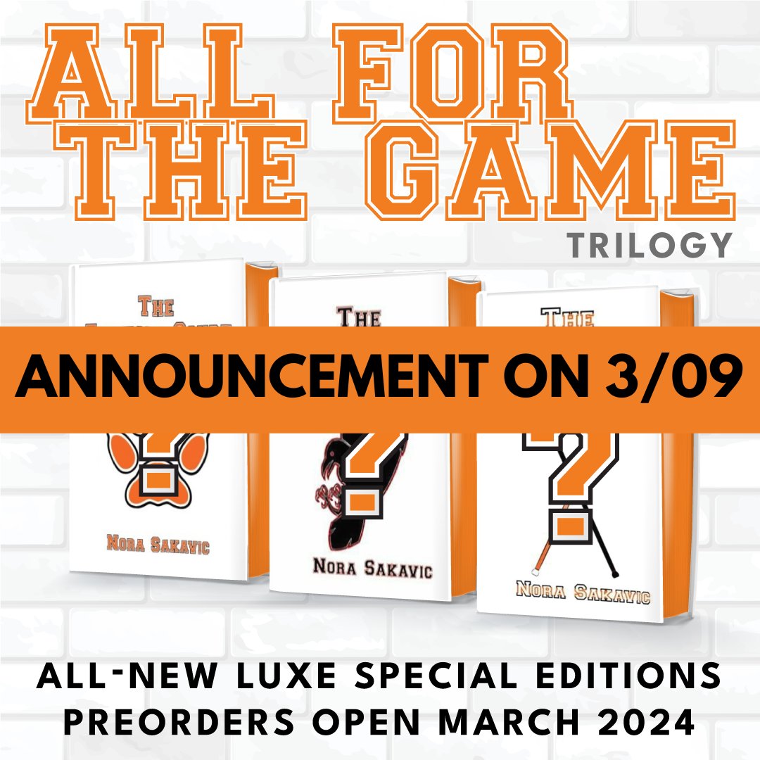 -You’ve all been waiting for it! We will have our cover reveal and SALE DATE announcement for the All For the Game Set this Saturday, March 9th. Pre-orders DO NOT OPEN on this date, they will begin later this month.